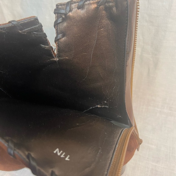 Vaneli Brown Suede Ankle Boot with Leather Cord Trim Zip Heel 11 N - Picture 7 of 8